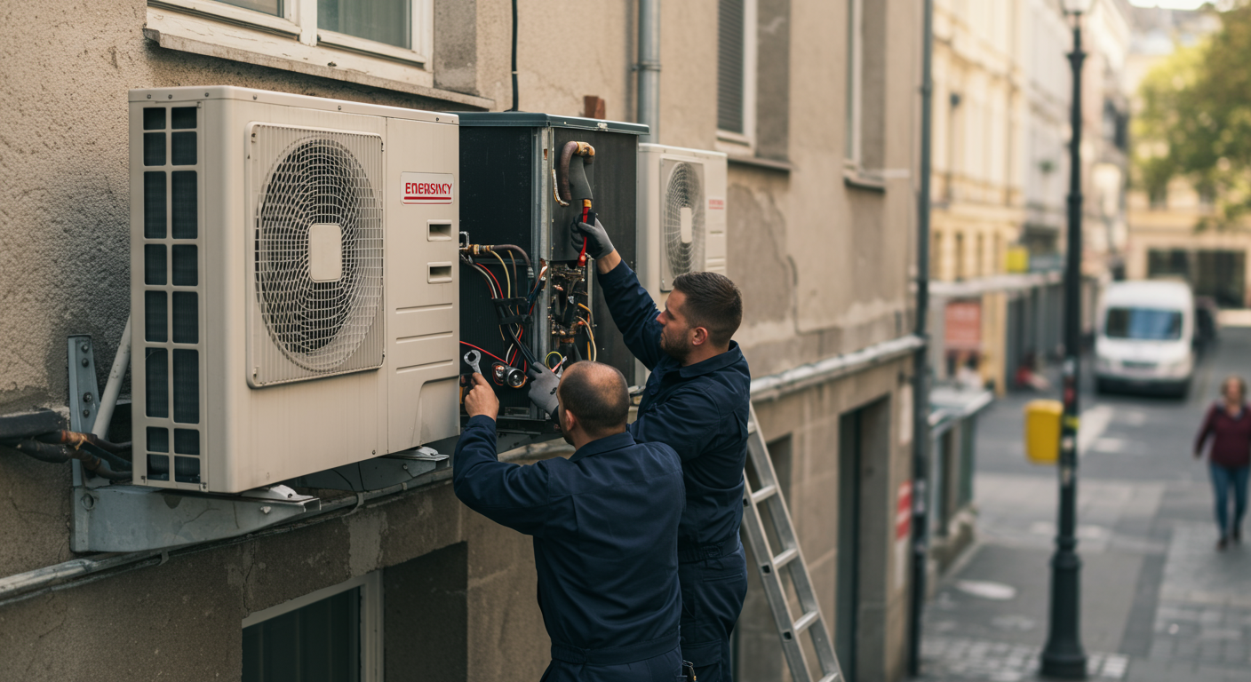 Técnico a reparar ar condicionado